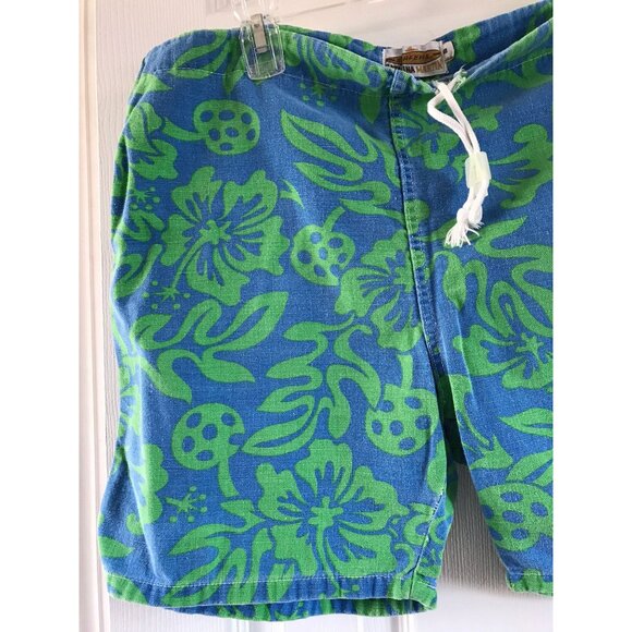 Vtg 1960's Surfers Catalina Martin Jammies Swim Trunks Size S Mod Blue & Green - Picture 6 of 8